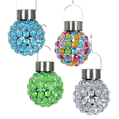 241415 Four Seasons Courtyard Solar Hanging Acrylic Ball, Assorted Colors