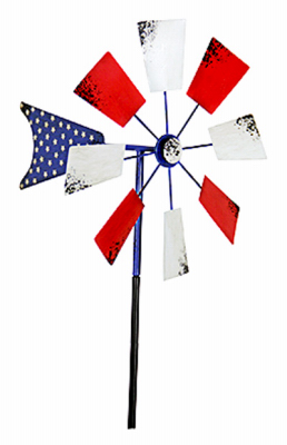 247540 12 In. Patriotic Kinetic Windmill Garden Stake, Assorted Colors
