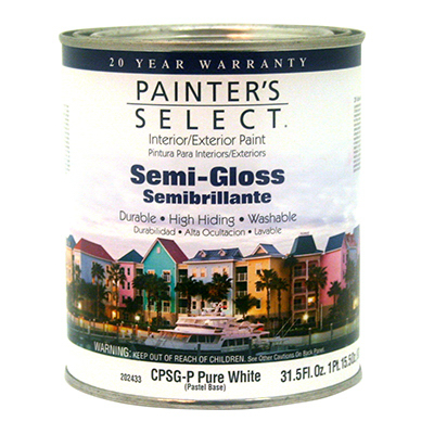 202433 Cpsgp Painters Select Quart Pastel Base Tintable White Interior Exterior Semi-gloss Acrylic Latex Paint
