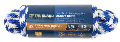 231834 0.62 In. X 50 Ft. Tru-guard Blue Smooth Braided Polypropylene Derby Rope