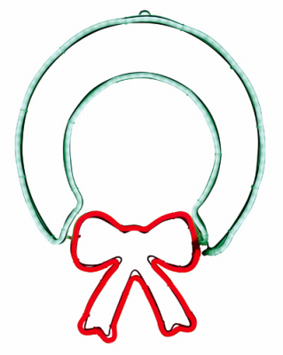 238907 25 In. 120v-12v Holiday Wonderland Neon Green Flex Wreath