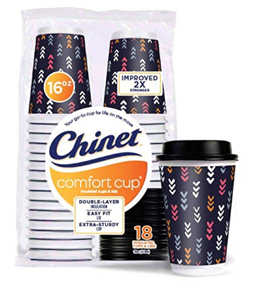 248987 16 Oz Chinet Comfort Hot Cups With Lids, 18 Count