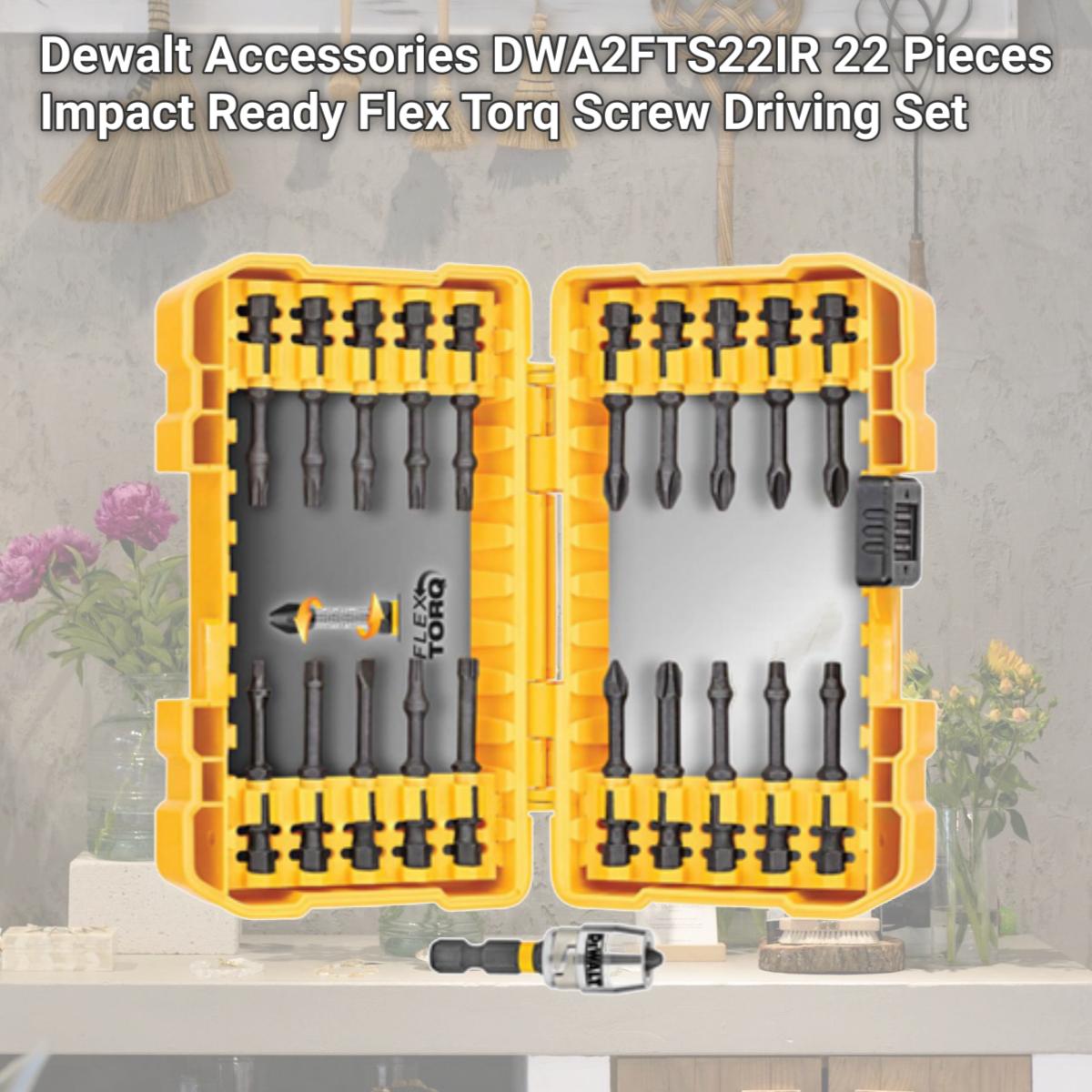 Picture of Dewalt Accessories DWA2FTS22IR 22 Pieces Impact Ready Flex Torq Screw Driving Set