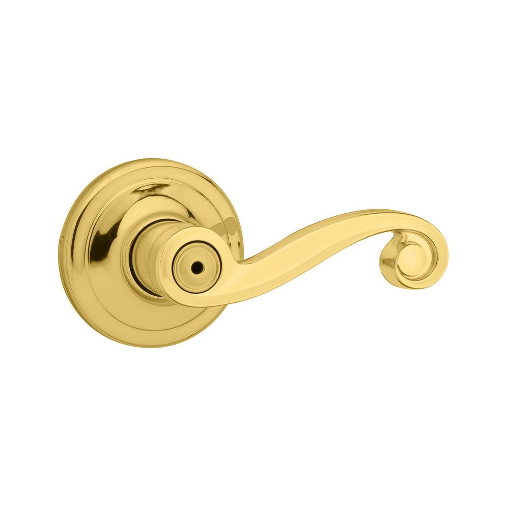 Kwikset 253247 Signature Series Lido Universal Privacy Lever, Polished Brass