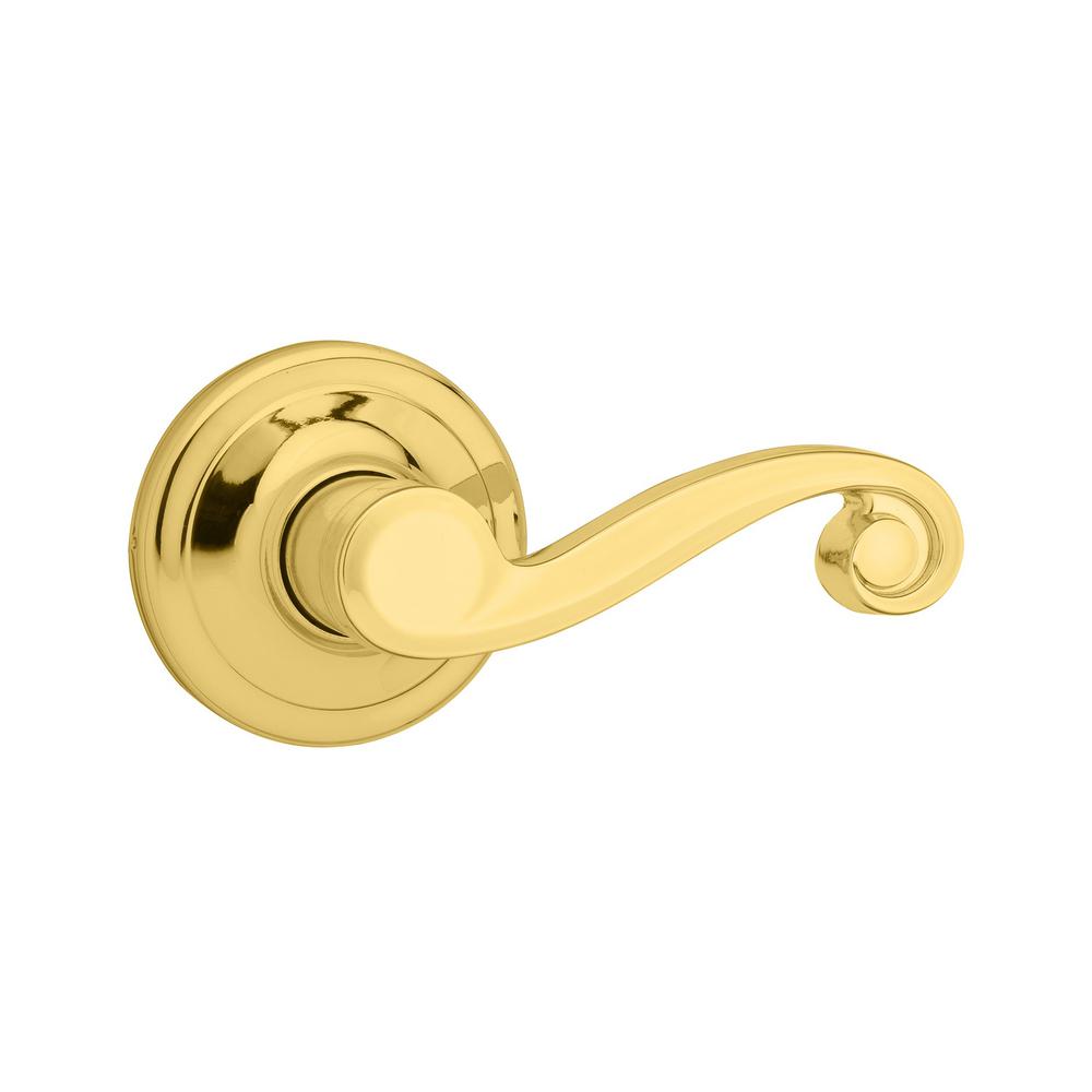 Kwikset 253259 Signature Series Lido Right Hand Dummy Lever, Polished Brass