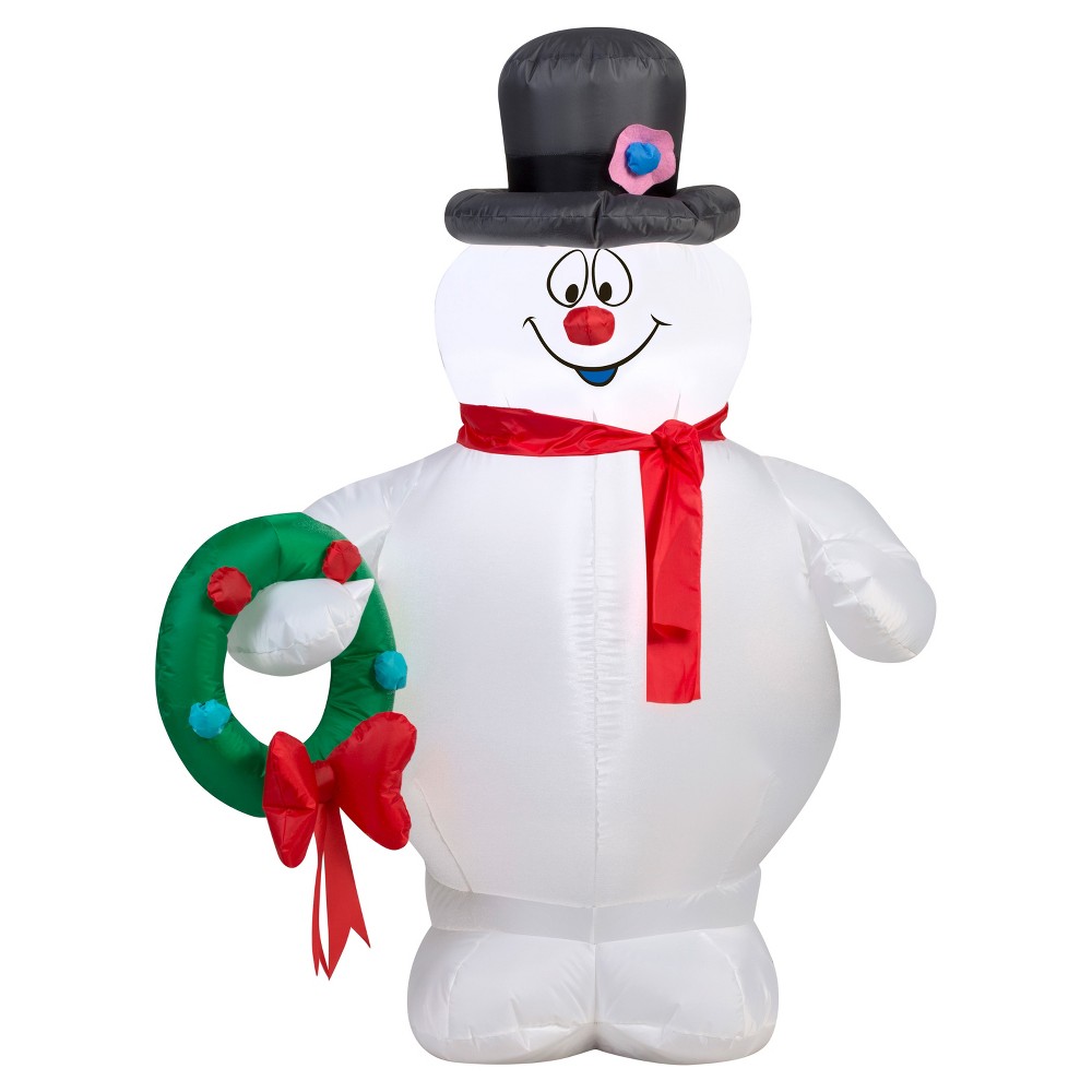 251654 Airblown Inflatable Frosty Holding A Wreath