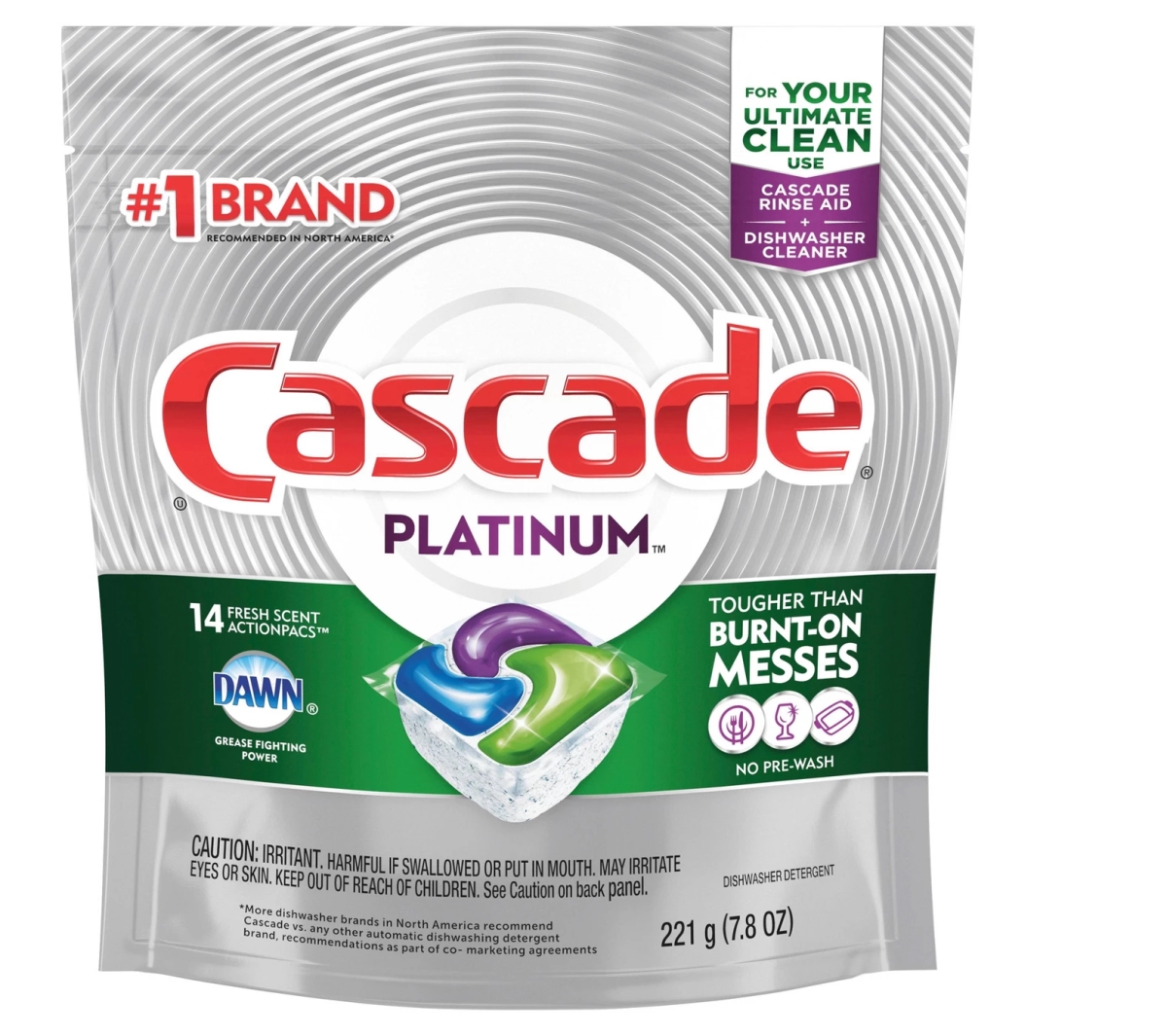 250535 Cascade Original Platinum Fresh Scent Actionpacs - 14 Count