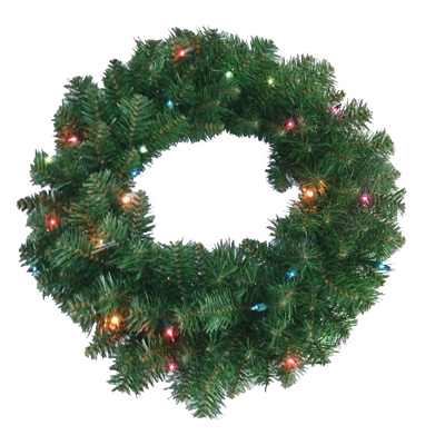 252388 24 In. Holiday Wonderland Multi-color Mixed Needle Artificial Wreath
