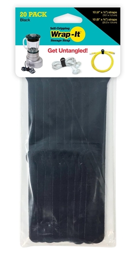 250838 Wrap-it Black Self-gripping Storage Cable Ties - Pack Of 20