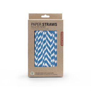 255173 Biodegradable Paper Straws, Blue - 144 Count
