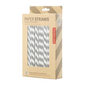 255170 Biodegradable Paper Straws, Gray - 144 Count