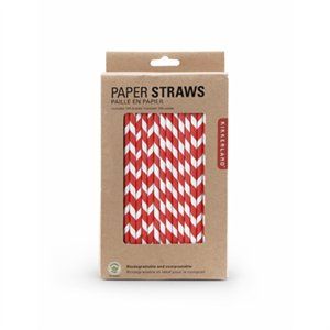 255172 Biodegradable Paper Straws, Red - 144 Count