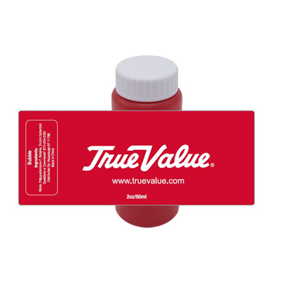 255144 True Value Red Bottle Bubbles With Red Label, White Logo & Url, Pack Of 25