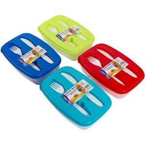 256331 2 Compartment Lunch Container, Assorted Color - Pack Of 36