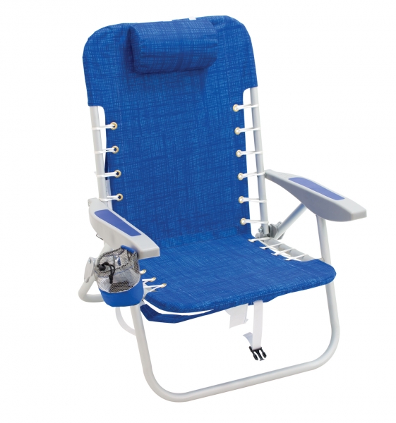 259003 Lace Up Aluminum Backpack Chair With Removable Backpack, Ocean Blue