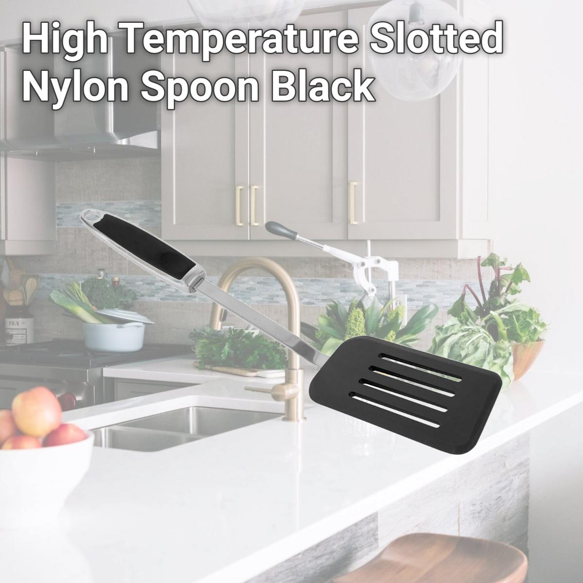 Picture of Bradshaw International 262608 High Temperature, Slotted Nylon Spoon, Black