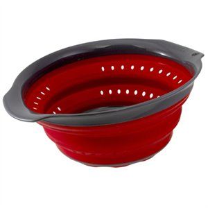 186834 4 Qt. Squish Collapsible Colander, Red & Gray