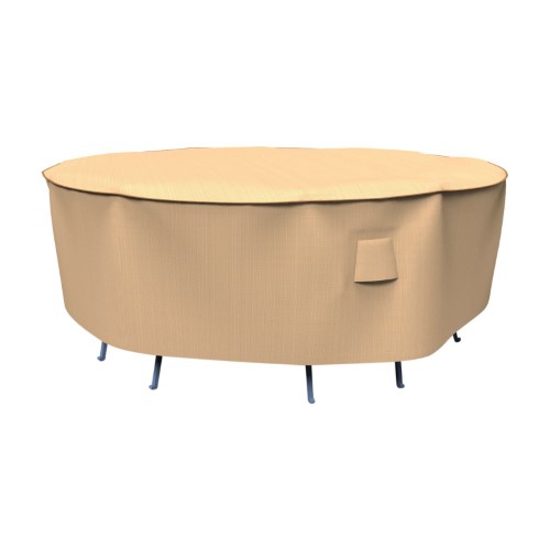 260429 48 In. Dia. Round Table & Chairs Combo Cover, Tan