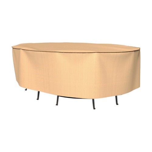 260432 60 In. Dia. Oval Table Combo Cover, Tan