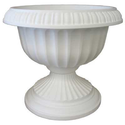 256831 12 In. Grecian Plastic Urn, Casper White