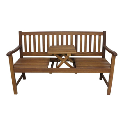 259638 Tan Bench With Fold Up Table, 59 X 25.2 X 36.2 In.