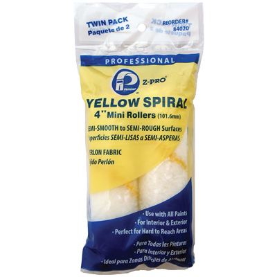 Premier Paint Roller 254631 4 In. Yellow Spiral Roller Cover, Pack Of 2