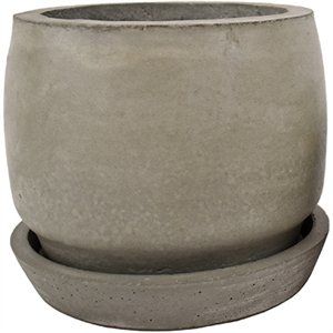 256569 6.5 X 6 In. Lightweight Fiber Cement Sam Planter With Tray - Pack Of 2