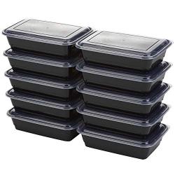 263203 Meal Prep 1 Container, Black - Pack Of 10