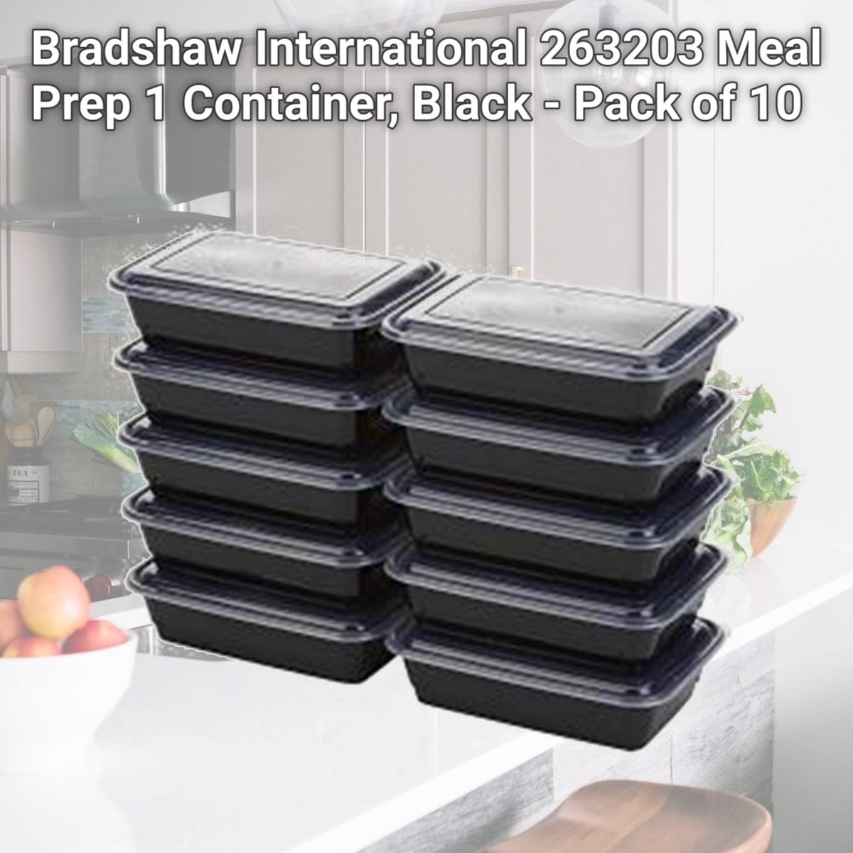 Picture of Bradshaw International 263203 Meal Prep 1 Container, Black - Pack of 10