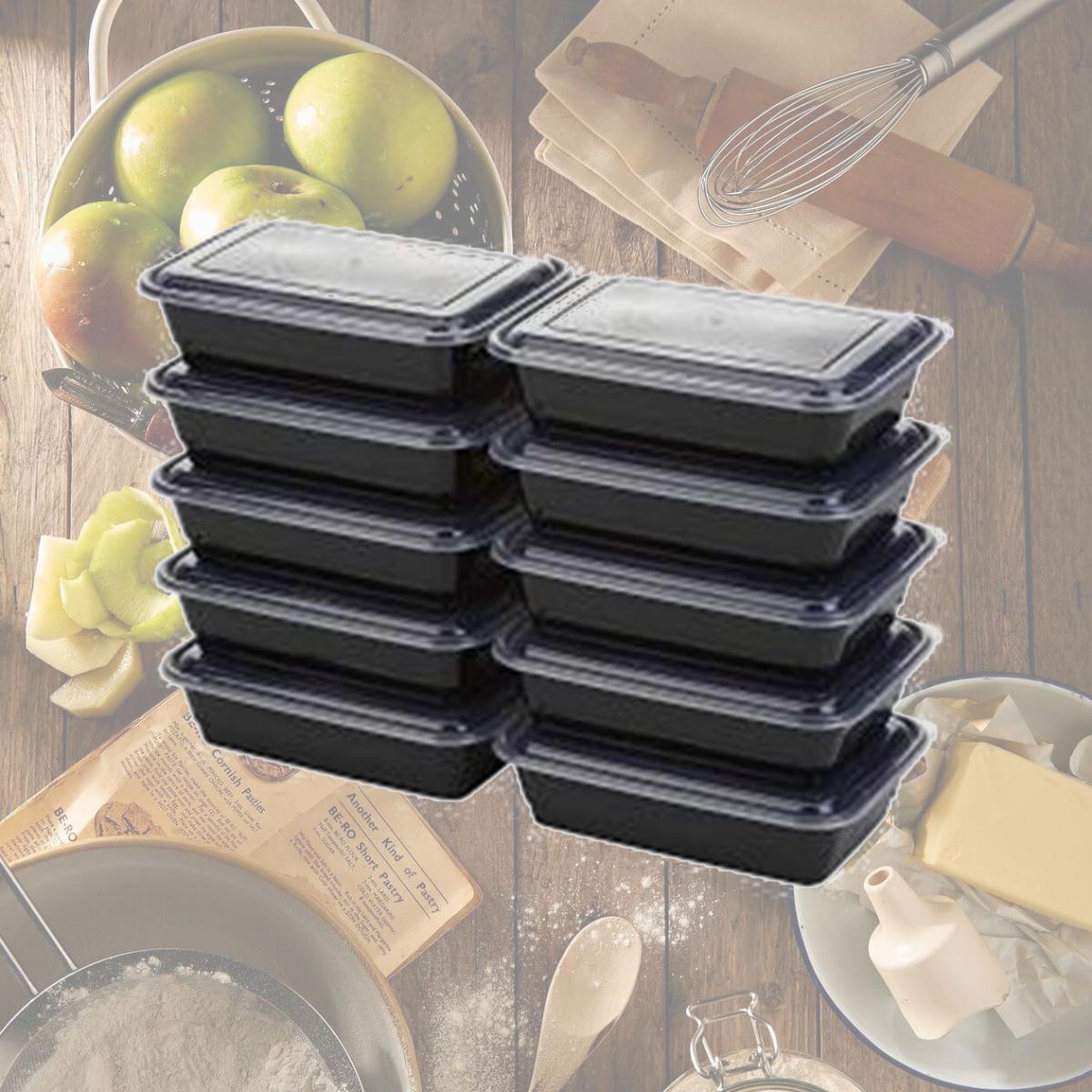 Picture of Bradshaw International 263203 Meal Prep 1 Container, Black - Pack of 10