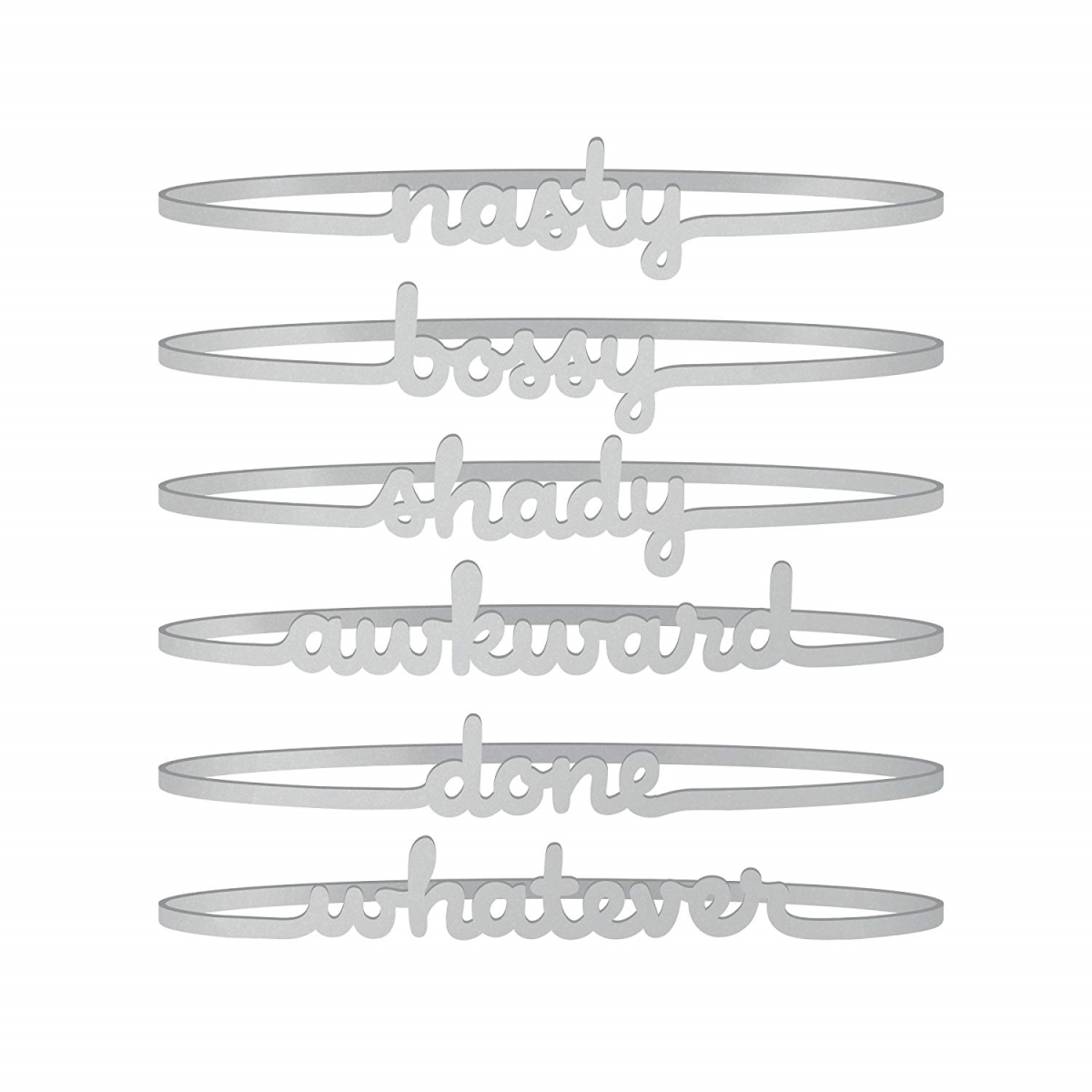 260298 Wine Glass Bands, Silver - Set Of 6