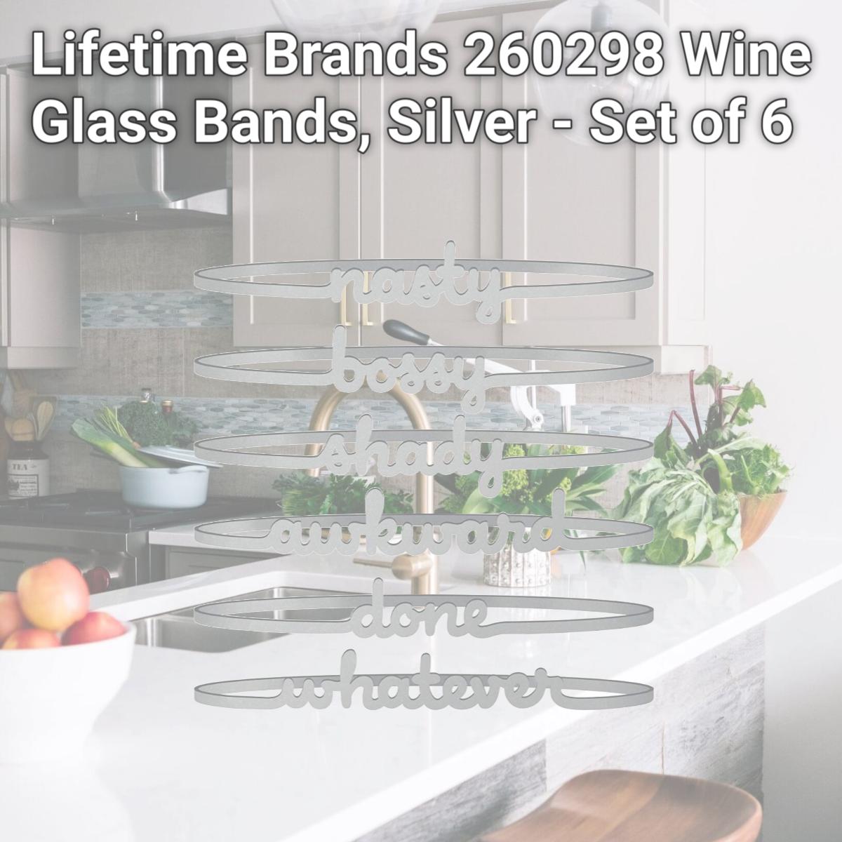 Picture of Lifetime Brands 260298 Wine Glass Bands, Silver - Set of 6