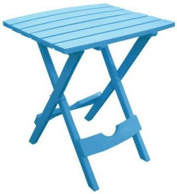 119754 Quik Fold Portable Resin Side Table, Pool Blue