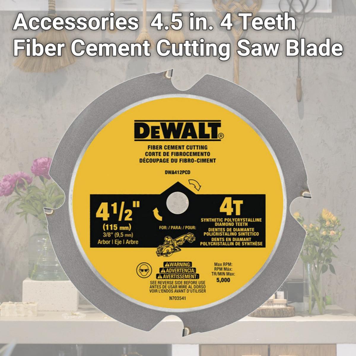 Picture of Dewalt Accessories 274292 4.5 in. 4 Teeth Fiber Cement Cutting Saw Blade