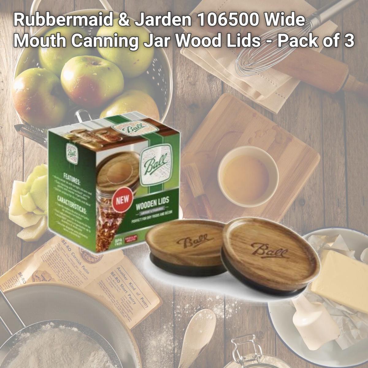 Picture of Rubbermaid & Jarden 106500 Wide Mouth Canning Jar Wood Lids - Pack of 3