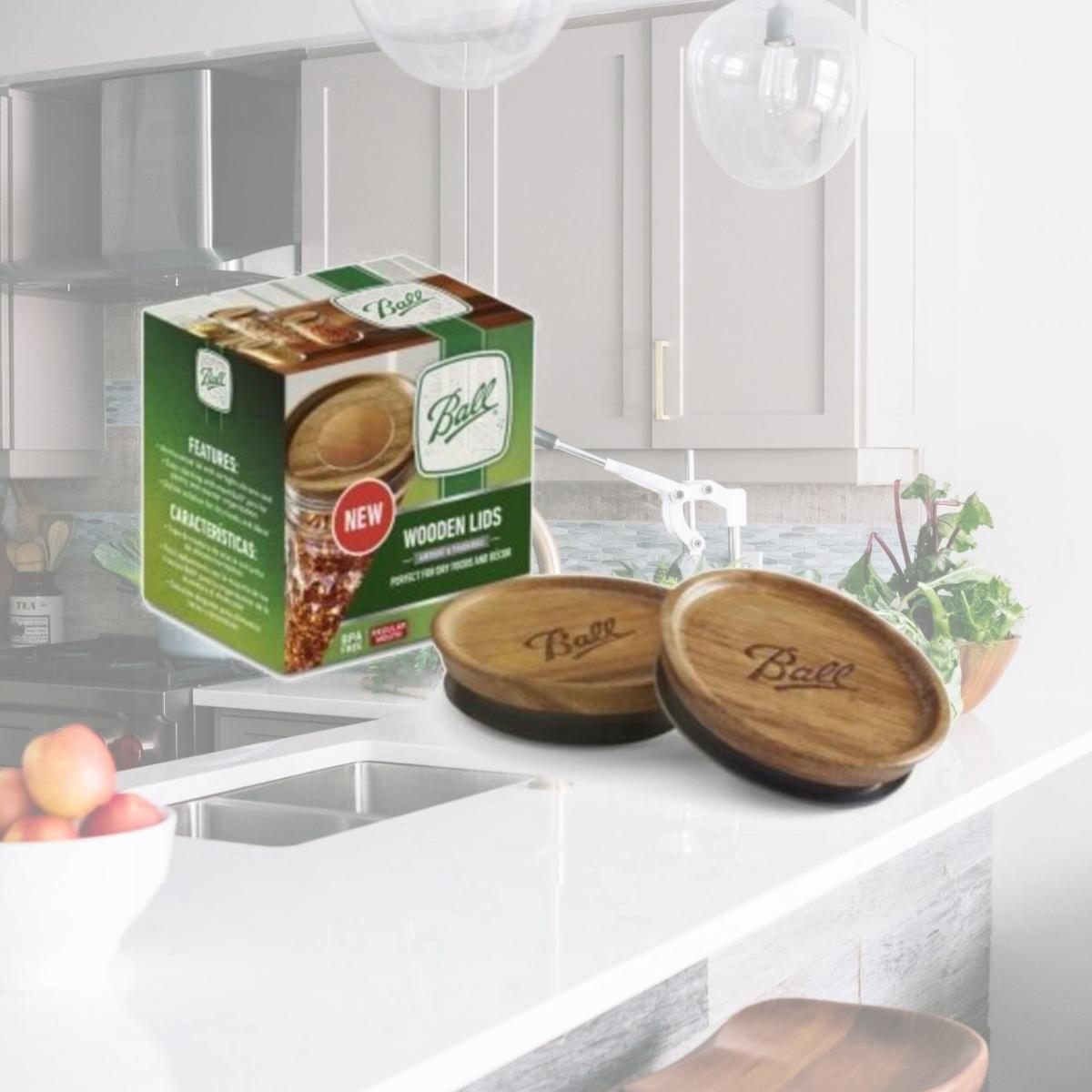 Picture of Rubbermaid & Jarden 106500 Wide Mouth Canning Jar Wood Lids - Pack of 3