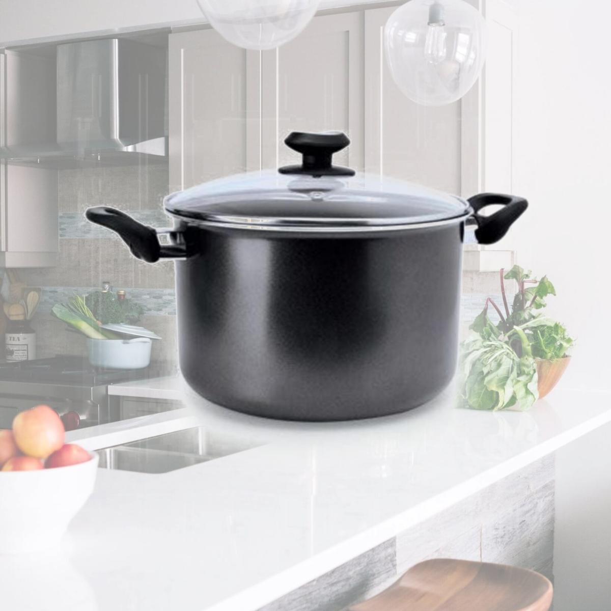 Picture of Epoca International 111440 2.8 qt. Aluminum Non-Stick Lidded Stock Pot with Glass Lid, Gray - Pack of 2