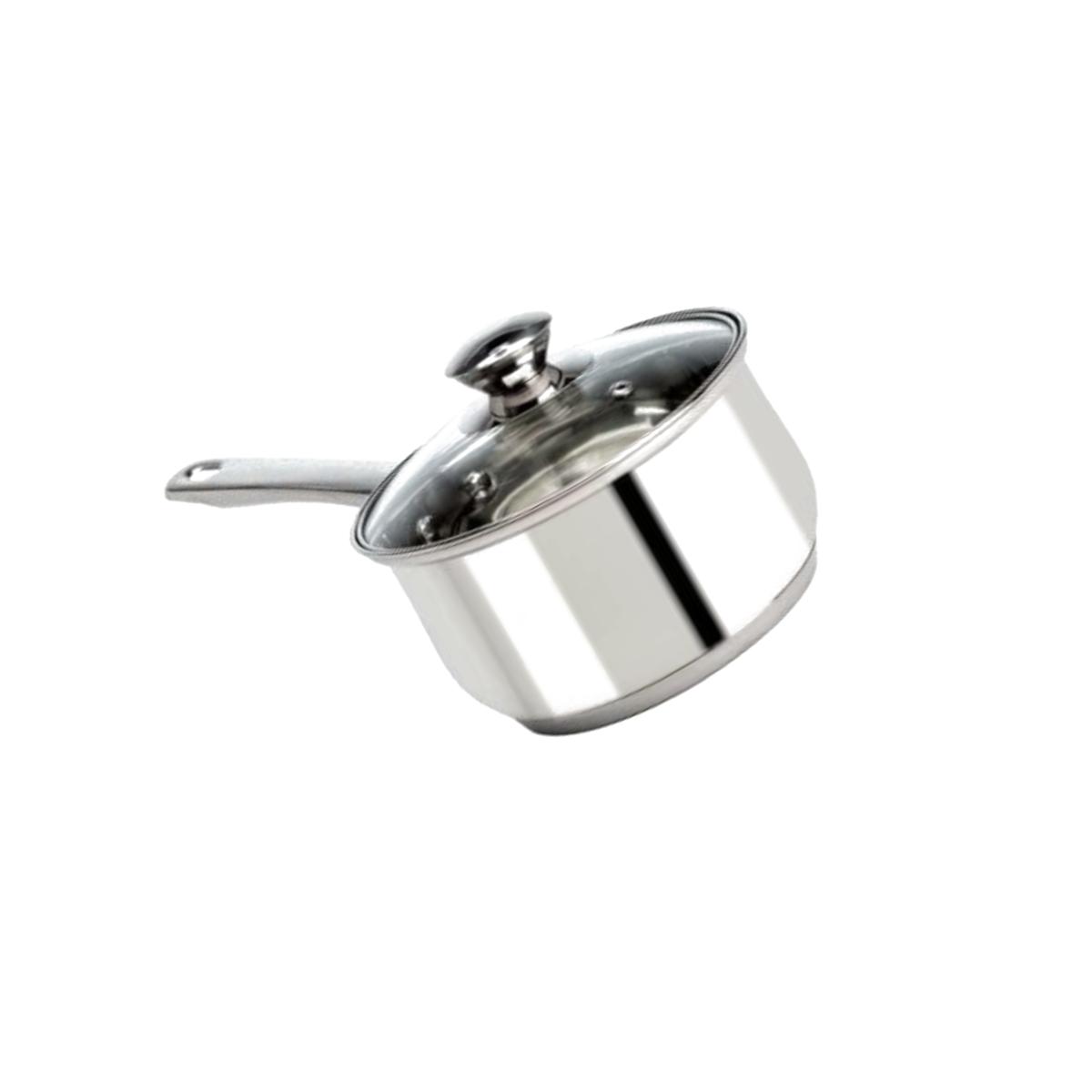 Picture of Epoca International 111424 2 qt. Stainless Steel Saucepan with Glass Lid, Silver