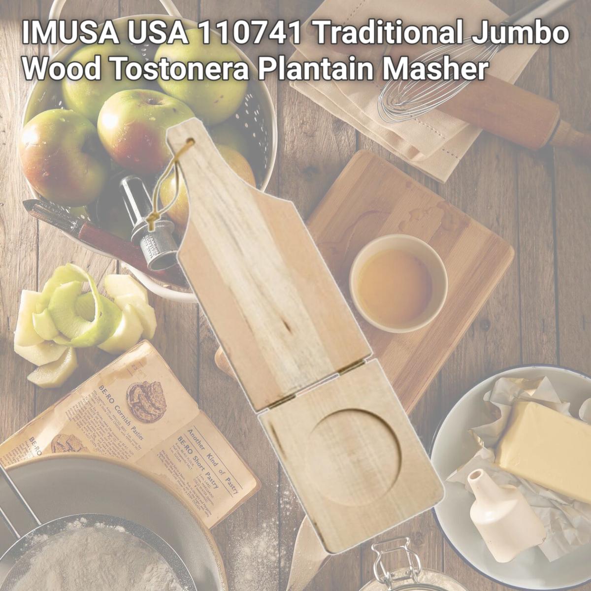Picture of IMUSA USA 110741 Traditional Jumbo Wood Tostonera Plantain Masher