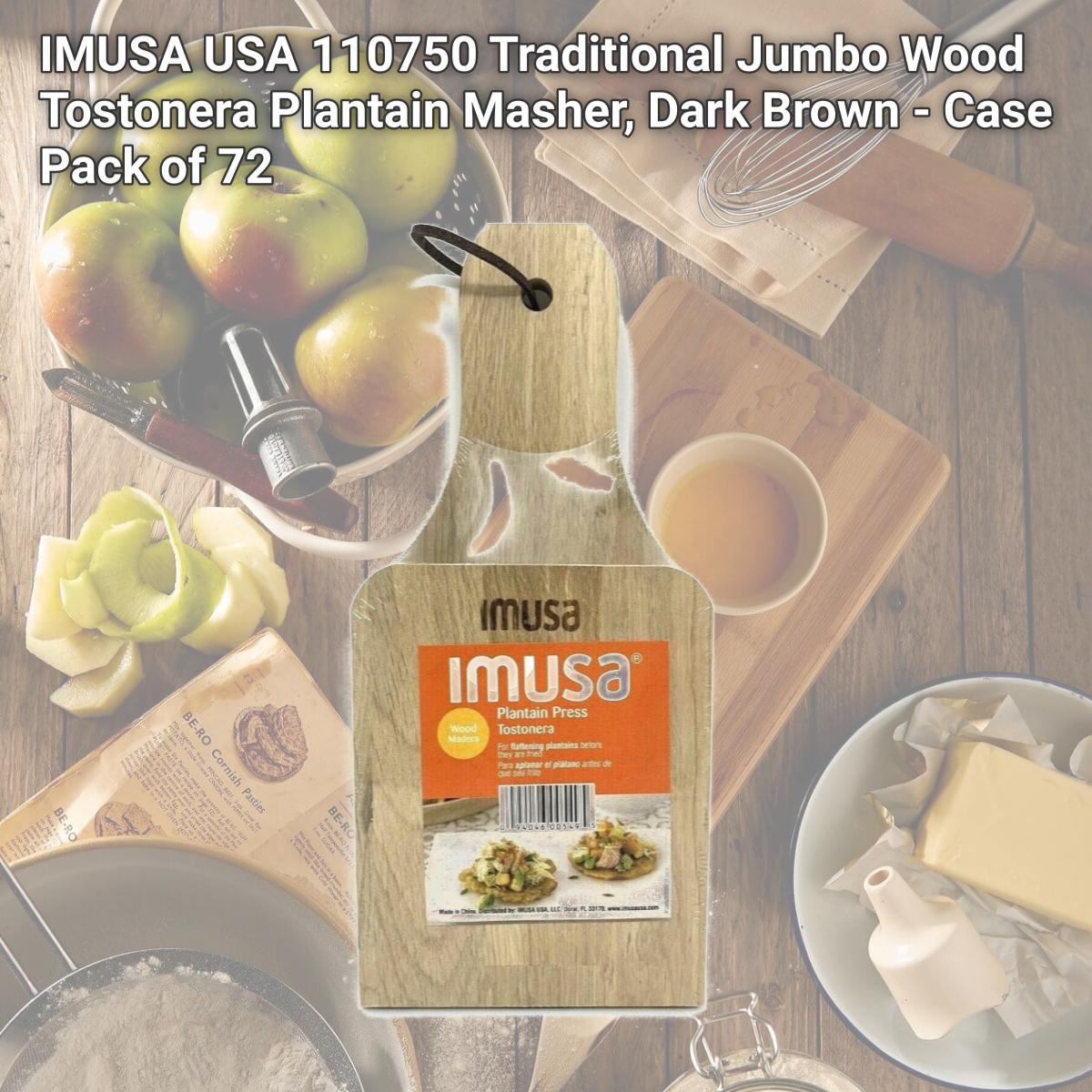 Picture of IMUSA USA 110750 Traditional Jumbo Wood Tostonera Plantain Masher, Dark Brown - Case Pack of 72