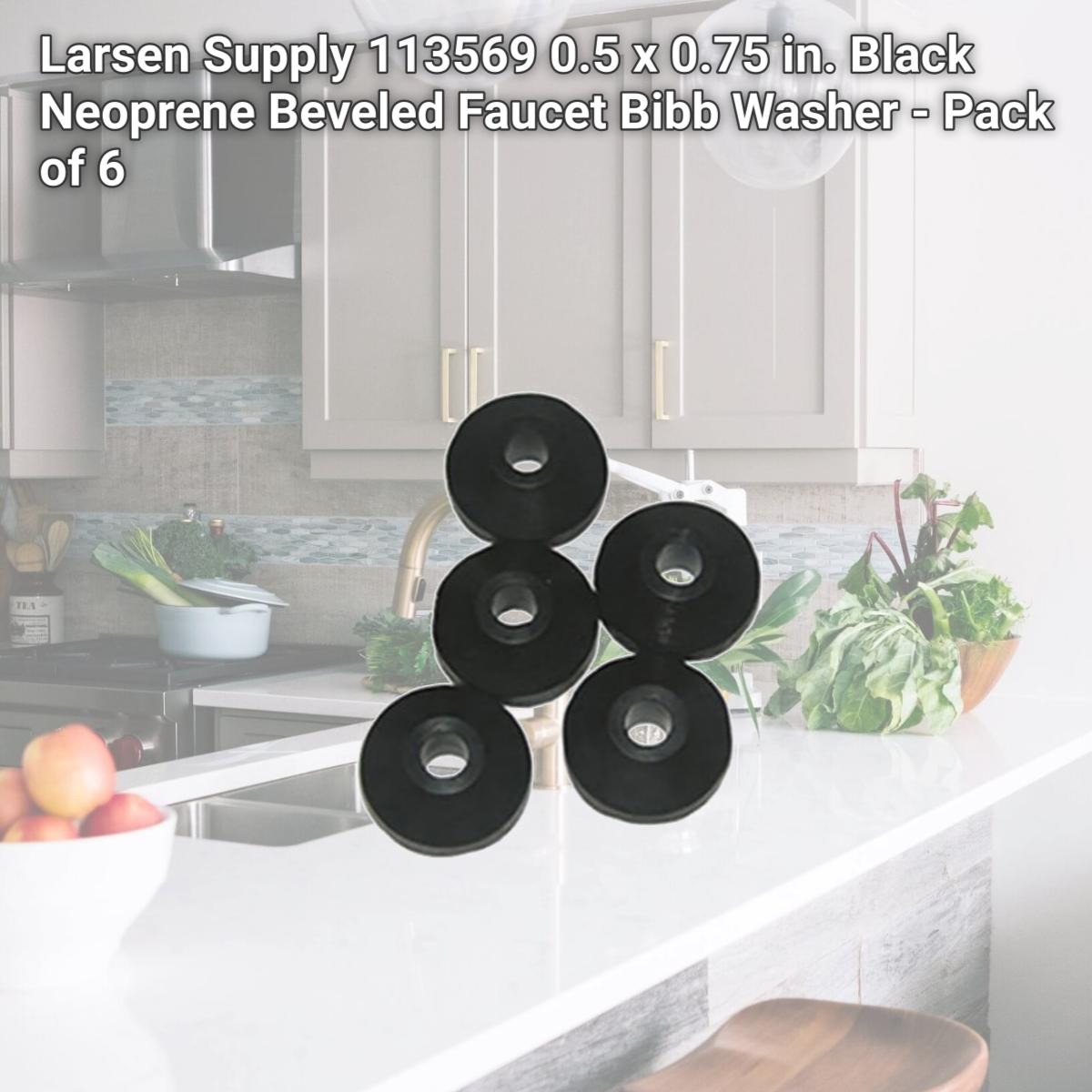 Picture of Larsen Supply 113569 0.5 x 0.75 in. Black Neoprene Beveled Faucet Bibb Washer - Pack of 6