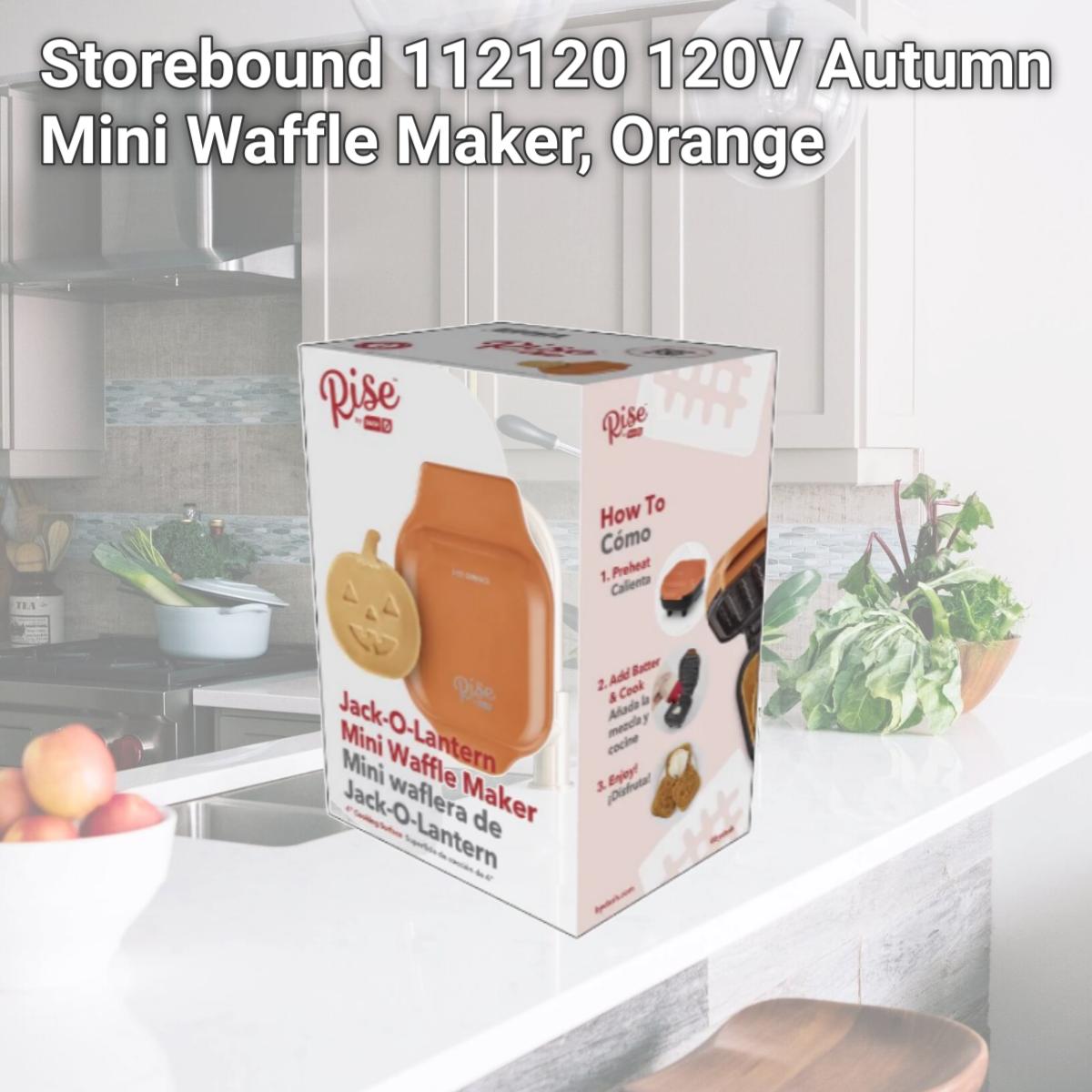 Picture of Storebound 112120 120V Autumn Mini Waffle Maker, Orange