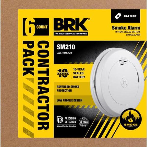 131002 Battery-Powered Photo Electric Smoke Alarm - Pack of 6