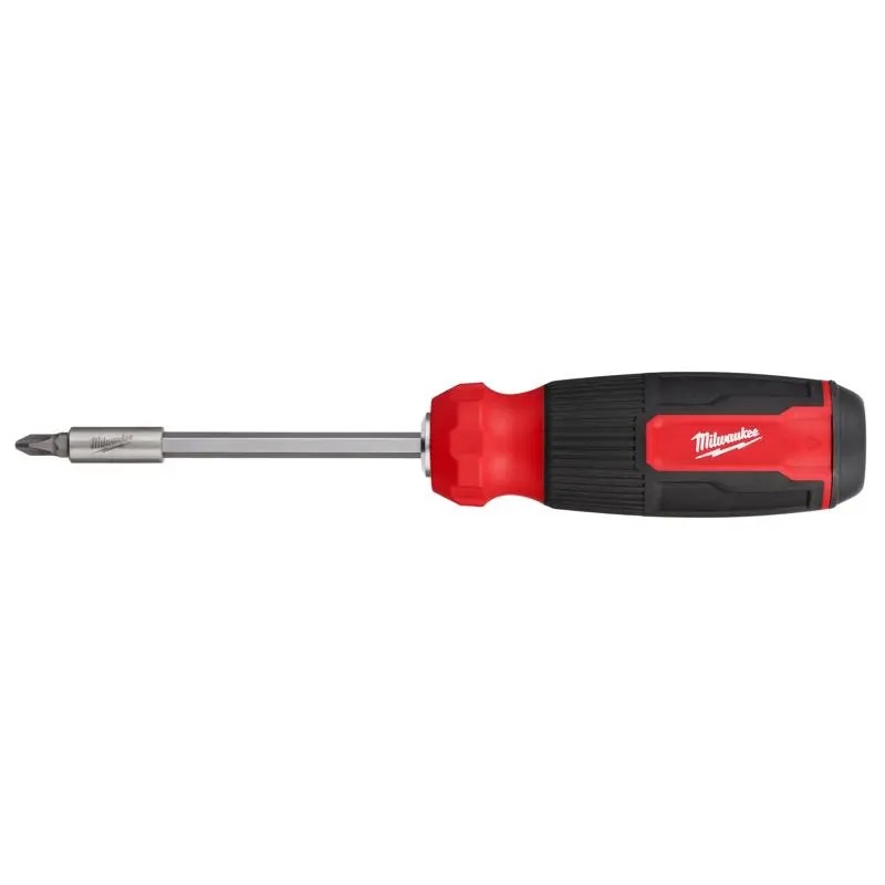 142453 9.11 in. 14-in-1 Hex Shank Multi-Bit Screwdriver - Black & Red