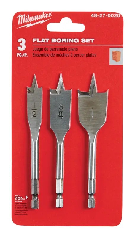 143136 Carbon Steel Flat Boring Auger Bit Set - 3 Piece