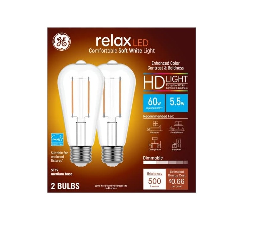 150998 5W SWCLR ST19 Dimmable Decorative Light Bulb, Soft White