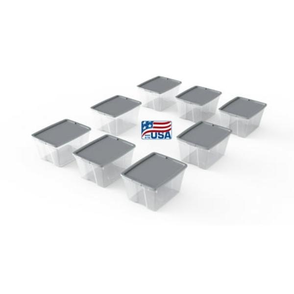 149632 56 qt. Underbed Latching Tote with Wheels, Clear & Gray