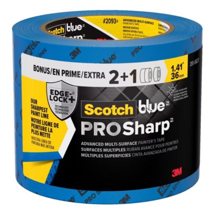 153793 1.41 in. x 60 yards Scotch Blue Pro Sharp Strength Painters Tape, Medium - Pack of 3