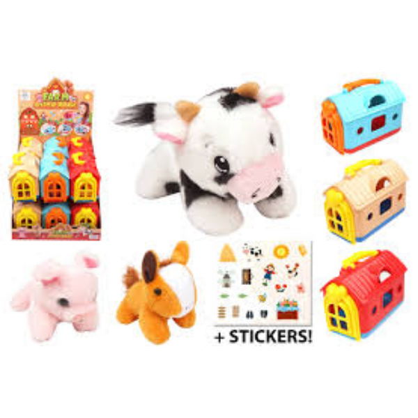 156410 In Carrier Plush Pet Toy - Farm Animal - Assorted