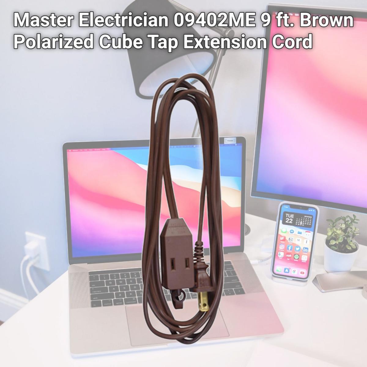 Picture of Master Electrician 09402ME 9 ft. Brown Polarized Cube Tap Extension Cord
